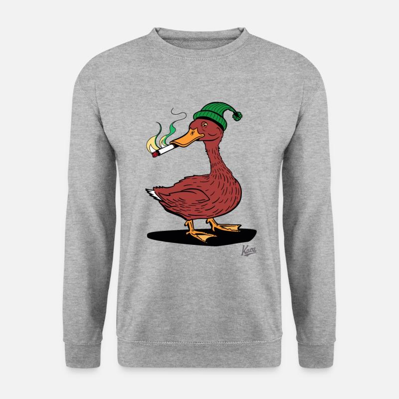 Anti-Helden Ente mit Bommelmütze - Unisex Pullover - Weißgrau meliert