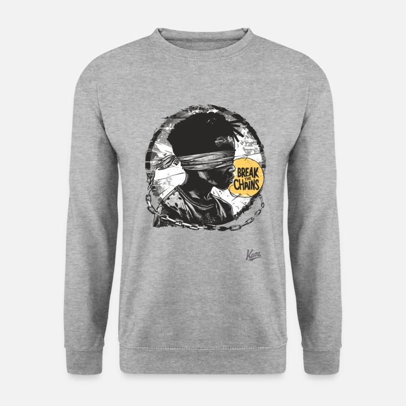 Spreng die Ketten! - Unisex Pullover - Weißgrau meliert