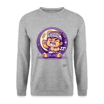 Cute tired little toddler wrestler sleeping - Unisex Sweatshirt - salt & pepper - Front - Alina (178cm) & Michal (187cm)