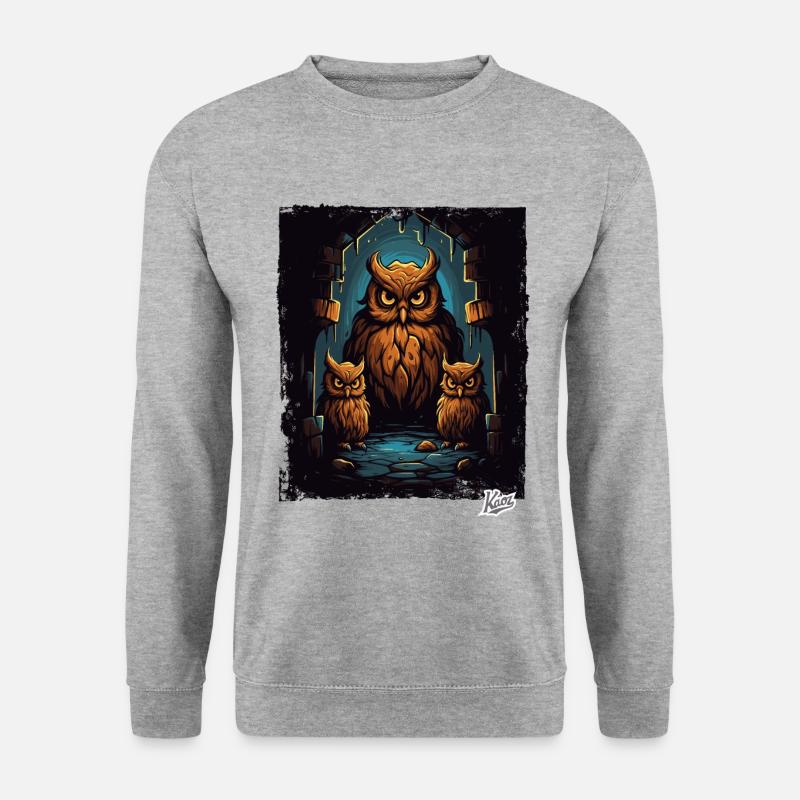 Drei Eulen im Kerker - Unisex Pullover - Weißgrau meliert