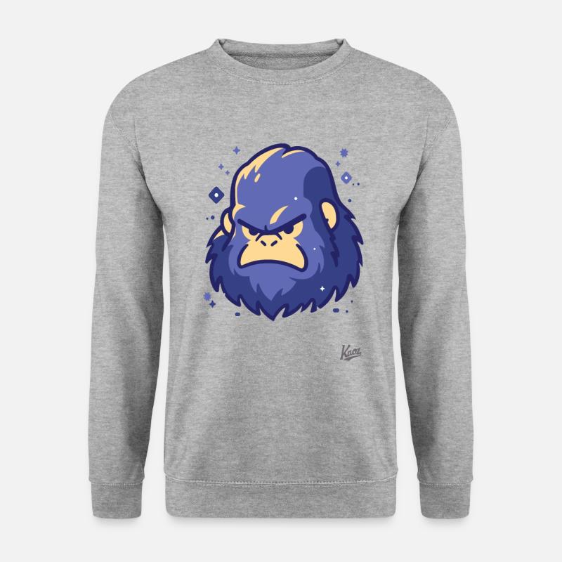Der coole, blaue Yeti-Sasquatch - Unisex Pullover - Weißgrau meliert