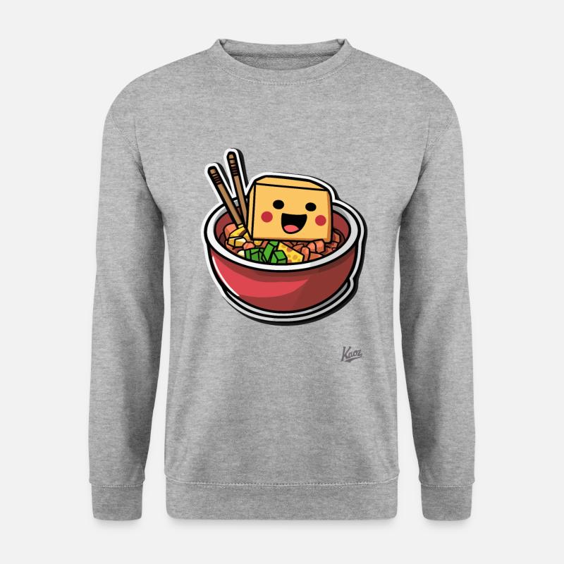 Super Witziger Pixel Tofu Ramen - Unisex Pullover - Weißgrau meliert