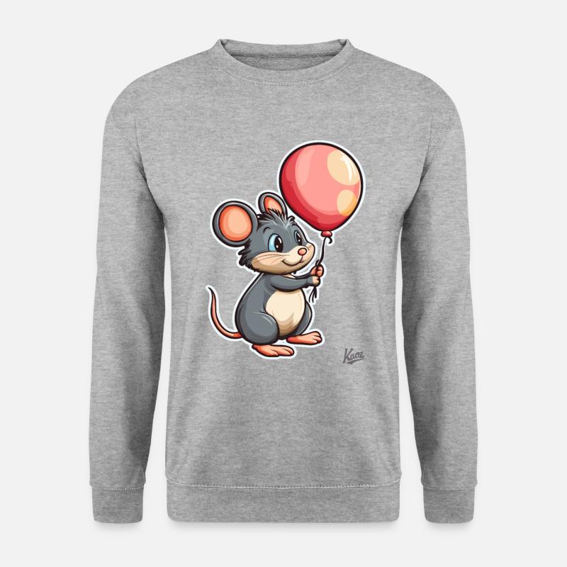 Cute Mouse with Balloon - Unisex Sweatshirt - salt & pepper