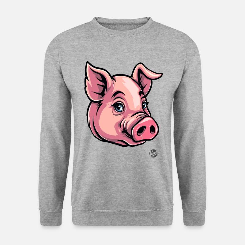 Lustiges rosa Schwein - Unisex Pullover - Weißgrau meliert