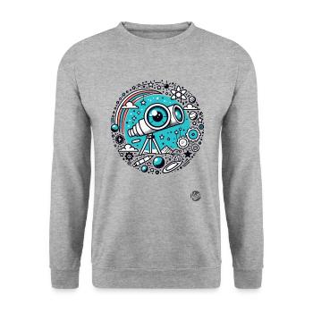 Astronomy Design "Eye of Astronomy" Telescope - Unisex Sweatshirt - salt & pepper - Front - Alina (178cm) & Michal (187cm)