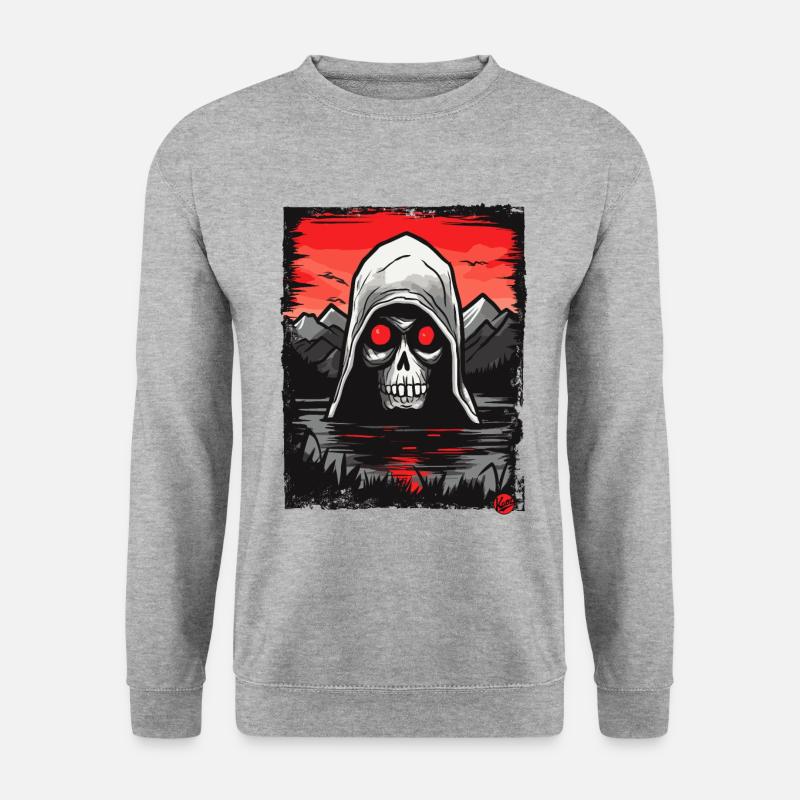 Totenkopf Sensemann - Unisex Pullover - Weißgrau meliert