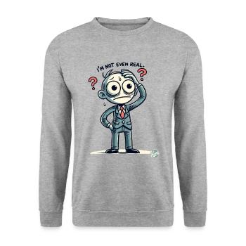 Cartoon Man: I'm Not Even Real - Unisex Sweatshirt - salt & pepper - Front - Alina (178cm) & Michal (187cm)