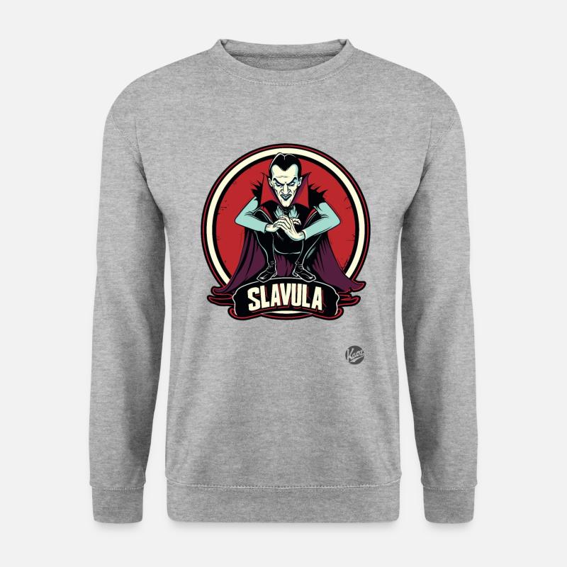 Slav Dracula: Slavula Gopnik Vampir - Unisex Pullover - Weißgrau meliert
