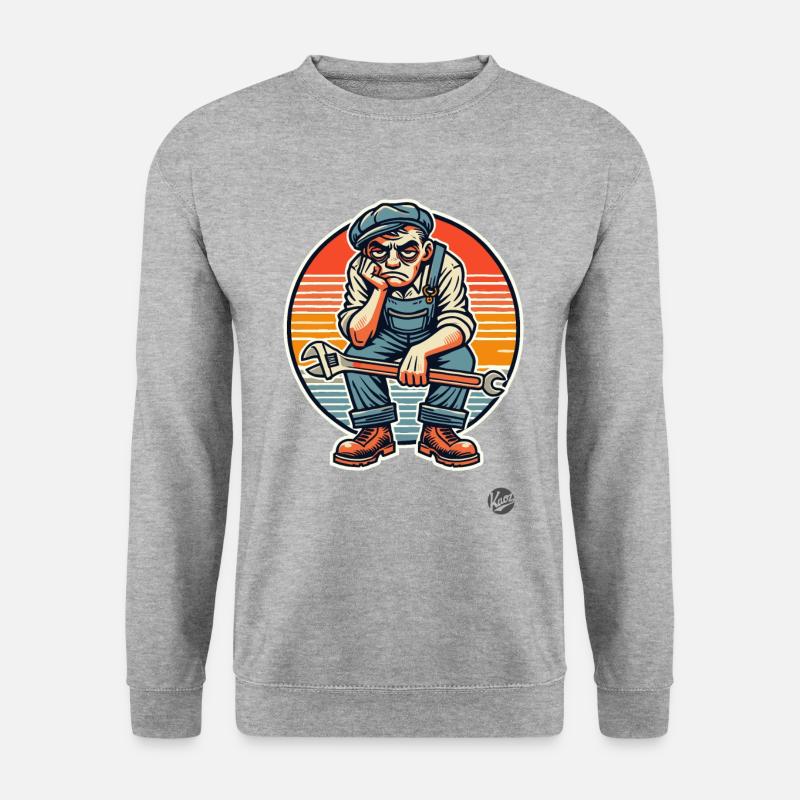 Gelangweilter Arbeiter Handwerker - Unisex Pullover - Weißgrau meliert