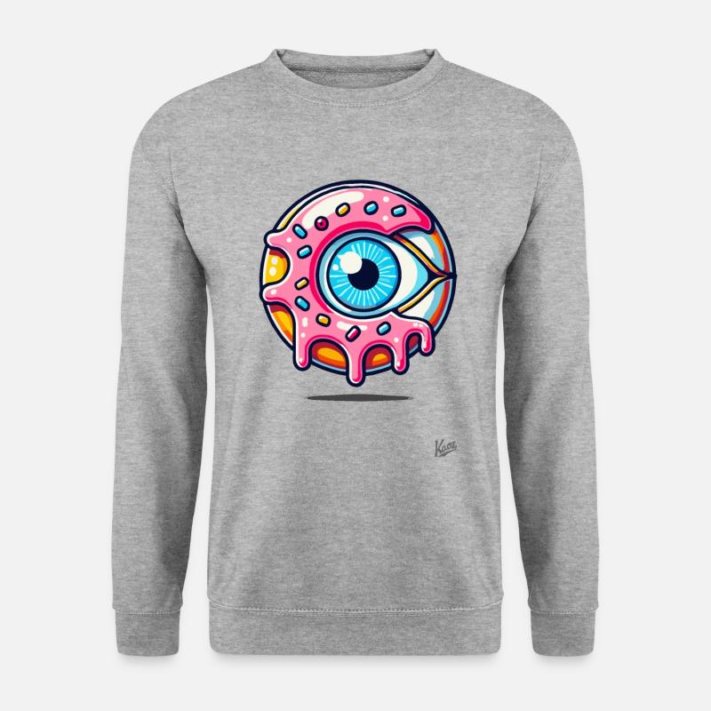 Monster-Auge-Donut - Unisex Pullover - Weißgrau meliert