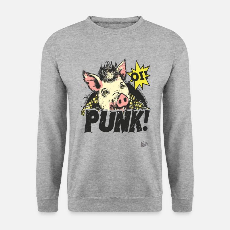 Oi! Punk-Schwein - Unisex Pullover - Weißgrau meliert