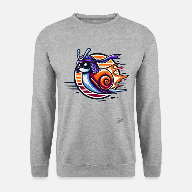 Japanische Samurai Turbo Schnecke - Unisex Pullover - Weißgrau meliert