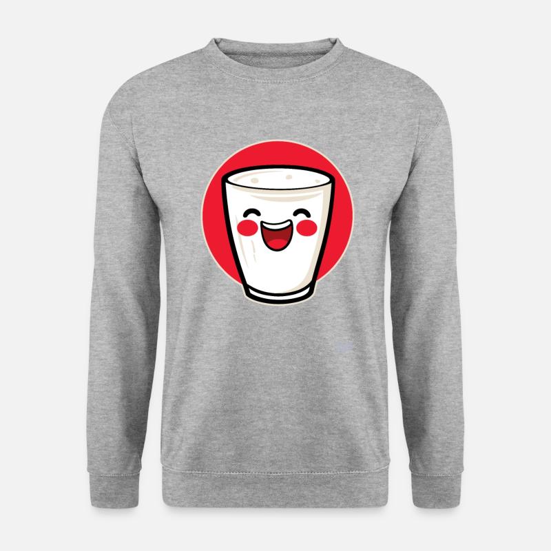 Süße Kawaii Glückliche Milch - Unisex Pullover - Weißgrau meliert