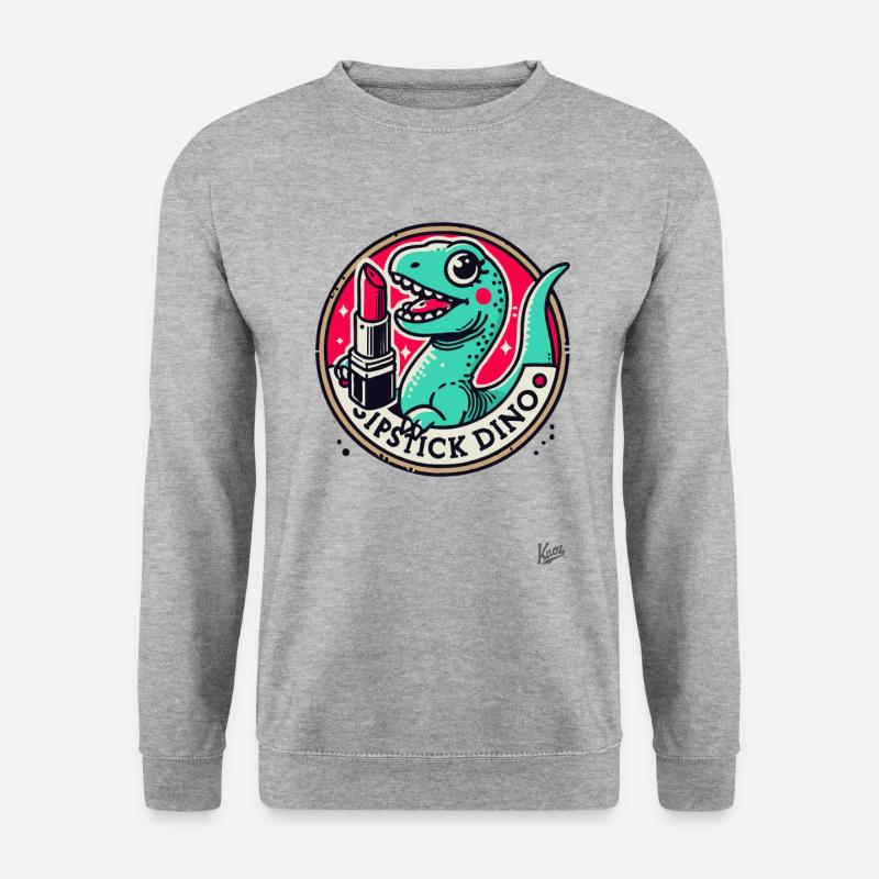 Lippenstift Dino - Unisex Pullover - Weißgrau meliert