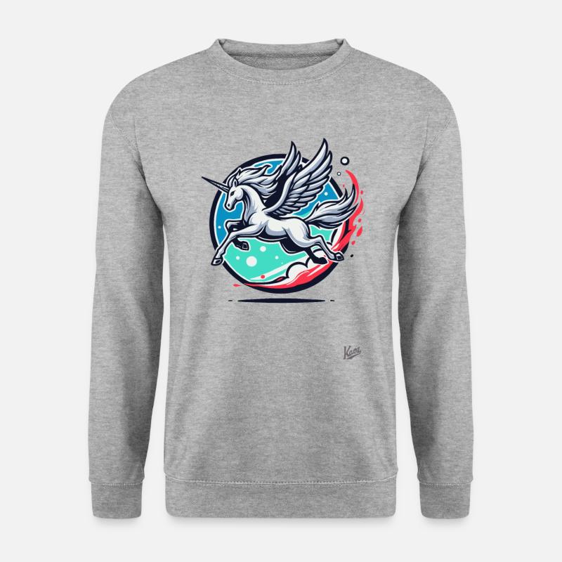 Das Pegasus-Einhorn - Unisex Pullover - Weißgrau meliert