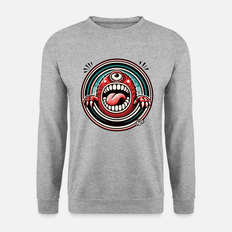 Verrücktes Lustiges Monster Cyclops - Unisex Pullover - Weißgrau meliert