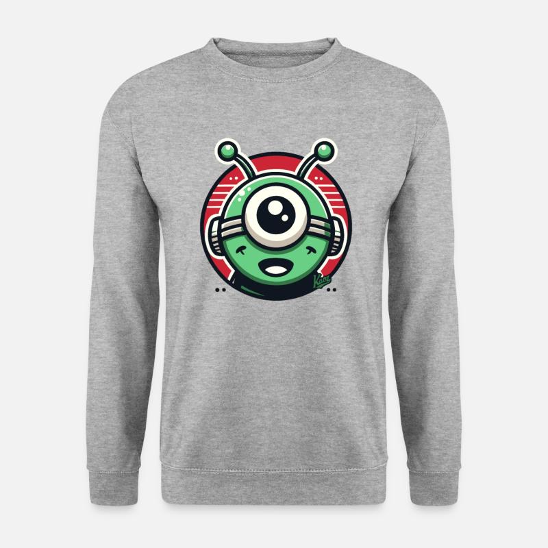 Freundlicher Alien-Cyclops - Unisex Pullover - Weißgrau meliert