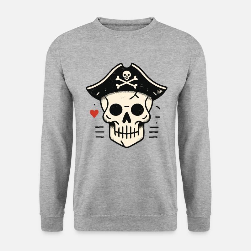 Piraten-Totenkopf-Schädel - Unisex Pullover - Weißgrau meliert