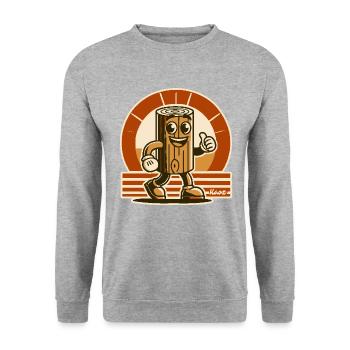 Bloc de bois joyeux, drôle de morceau de bois - Sweat-shirt Unisexe - gris chiné - Devant - Alina (178cm) & Michal (187cm)