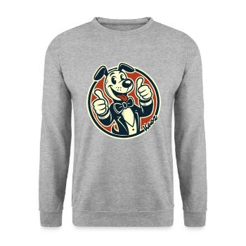 Drôle de chien rétro pouces vers le haut - Sweat-shirt Unisexe - gris chiné - Devant - Alina (178cm) & Michal (187cm)