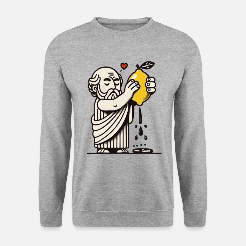 Philosoph entsaftet die Zitrone des Lebens - Unisex Pullover - Weißgrau meliert