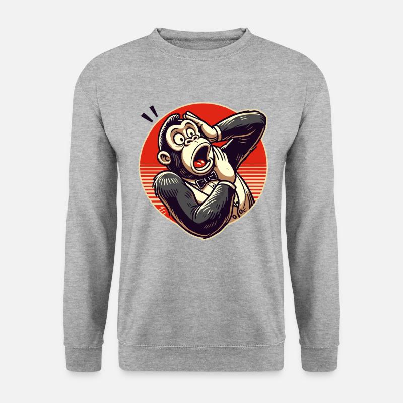 Surprised Retro Gentleman Gorilla - Unisex Sweatshirt - salt & pepper