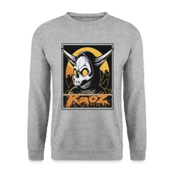 Doom Reaper – Höllischer Sensenmann - Unisex Pullover - Weißgrau meliert - Vorne - Alina (178cm) & Michal (187cm)