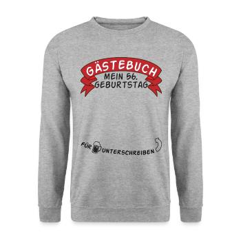 Gästebuch Mein 56. Geburtstag Geschenkidee - Unisex Pullover - Weißgrau meliert - Vorne - Alina (178cm) & Michal (187cm)