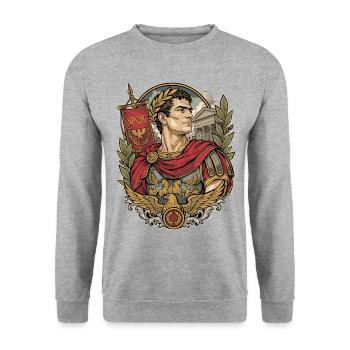 Römischer Kaiser - Unisex Pullover - Weißgrau meliert - Vorne - Alina (178cm) & Michal (187cm)