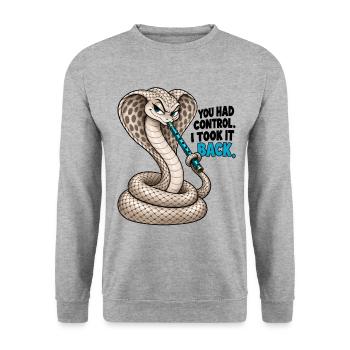 Cobra – Die Kontrolle zurückgewinnen - Unisex Pullover - Weißgrau meliert - Vorne - Alina (178cm) & Michal (187cm)