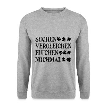 Puzzlematte Puzzle Legen Puzzeln - Unisex Pullover - Weißgrau meliert - Vorne - Alina (178cm) & Michal (187cm)
