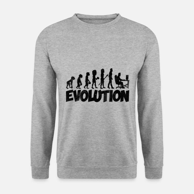 Computer Nerd Evolution - Unisex Pullover - Weißgrau meliert