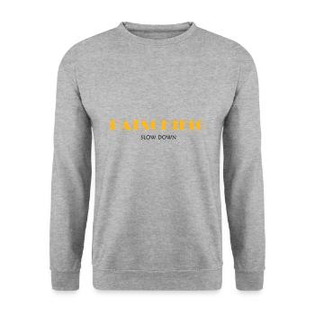 PATSCHIFIG slow down - Unisex Sweatshirt - salt & pepper - Front - Alina (178cm) & Michal (187cm)