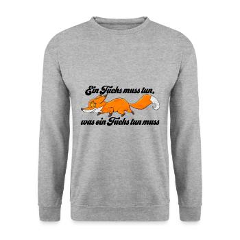 Ein Fuchs muss tun was ein Fuchs tun muss - Unisex Pullover - Weißgrau meliert - Vorne - Alina (178cm) & Michal (187cm)