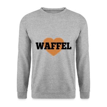 Waffel Love Herz - Unisex Pullover - Weißgrau meliert - Vorne - Alina (178cm) & Michal (187cm)