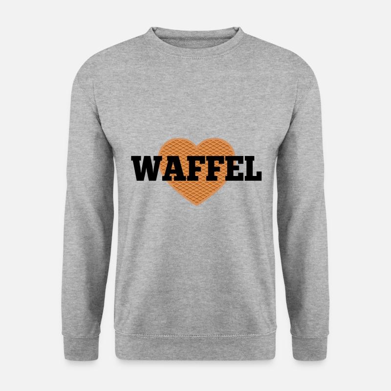 Waffel Love Herz - Unisex Pullover - Weißgrau meliert