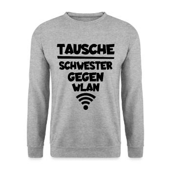 Echangez soeur contre t-shirt drole - Sweat-shirt Unisexe - gris chiné - Devant - Alina (178cm) & Michal (187cm)