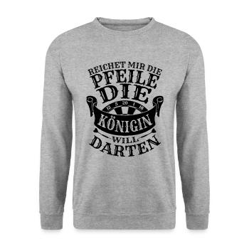The queen wants darts women darts t-shirt darts - Unisex Sweatshirt - salt & pepper - Front - Alina (178cm) & Michal (187cm)
