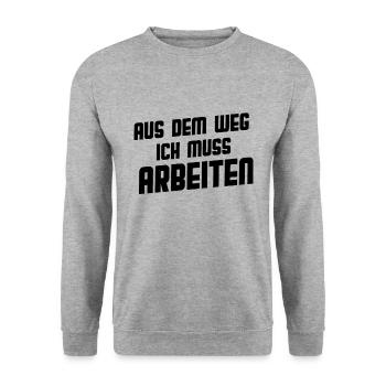 Out of the way I have to work saying shirt work - Unisex Sweatshirt - salt & pepper - Front - Alina (178cm) & Michal (187cm)