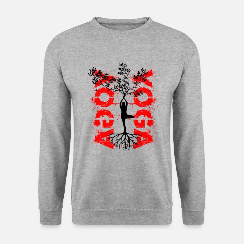 Yoga Baum Figur - Unisex Pullover - Weißgrau meliert