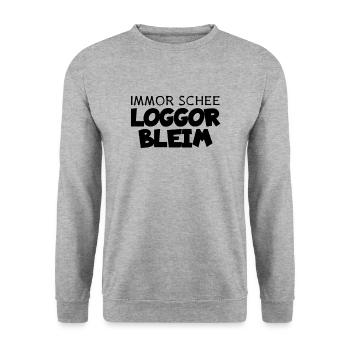 Immer schön locker bleiben sächsisch Sachsen Shirt - Unisex Pullover - Weißgrau meliert - Vorne - Alina (178cm) & Michal (187cm)
