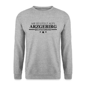 Patrimoine mondial Monts Métallifères Mr est fier de l’Arzgebirg - Sweat-shirt Unisexe - gris chiné - Devant - Alina (178cm) & Michal (187cm)