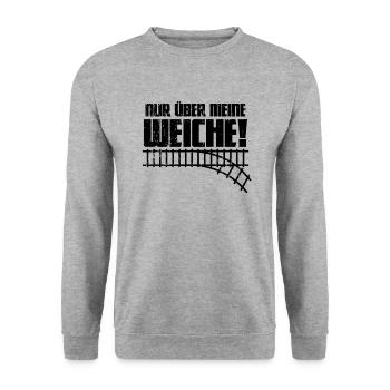 Nur über meine Weiche | Eisenbahn & Modellbahn - Unisex Pullover - Weißgrau meliert - Vorne - Alina (178cm) & Michal (187cm)