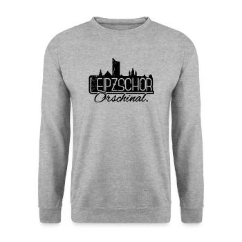 Leipzschor Orschinal Leipziger Original Leipzig - Unisex Pullover - Weißgrau meliert - Vorne - Alina (178cm) & Michal (187cm)