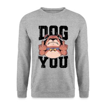 Chien doigt du milieu Fuck you Dog you dog owner - Sweat-shirt Unisexe - gris chiné - Devant - Alina (178cm) & Michal (187cm)
