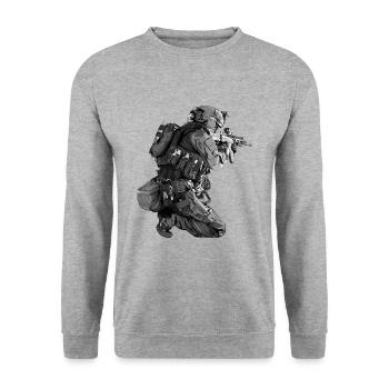 Soldat KSK Bundeswehr Conception de l’armée vintage - Sweat-shirt Unisexe - gris chiné - Devant - Alina (178cm) & Michal (187cm)