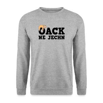 Oack ne jechn Immer mit der Ruhe Oberlausitz - Unisex Pullover - Weißgrau meliert - Vorne - Alina (178cm) & Michal (187cm)