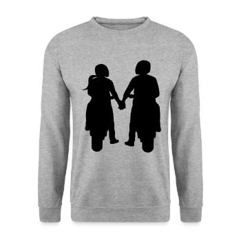 Bikercouple Motorradfahrer Pärchen Paar Motorrad - Unisex Pullover - Weißgrau meliert - Vorne - Alina (178cm) & Michal (187cm)