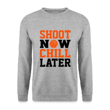 Basketball Shoot Now Chill Later Basketball Fan - Unisex Sweatshirt - salt & pepper - Front - Alina (178cm) & Michal (187cm)