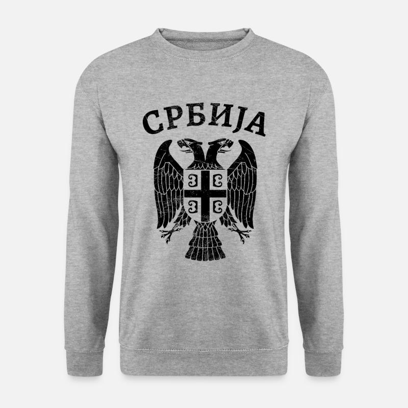 Serbien Adler Wappen - Unisex Pullover - Weißgrau meliert